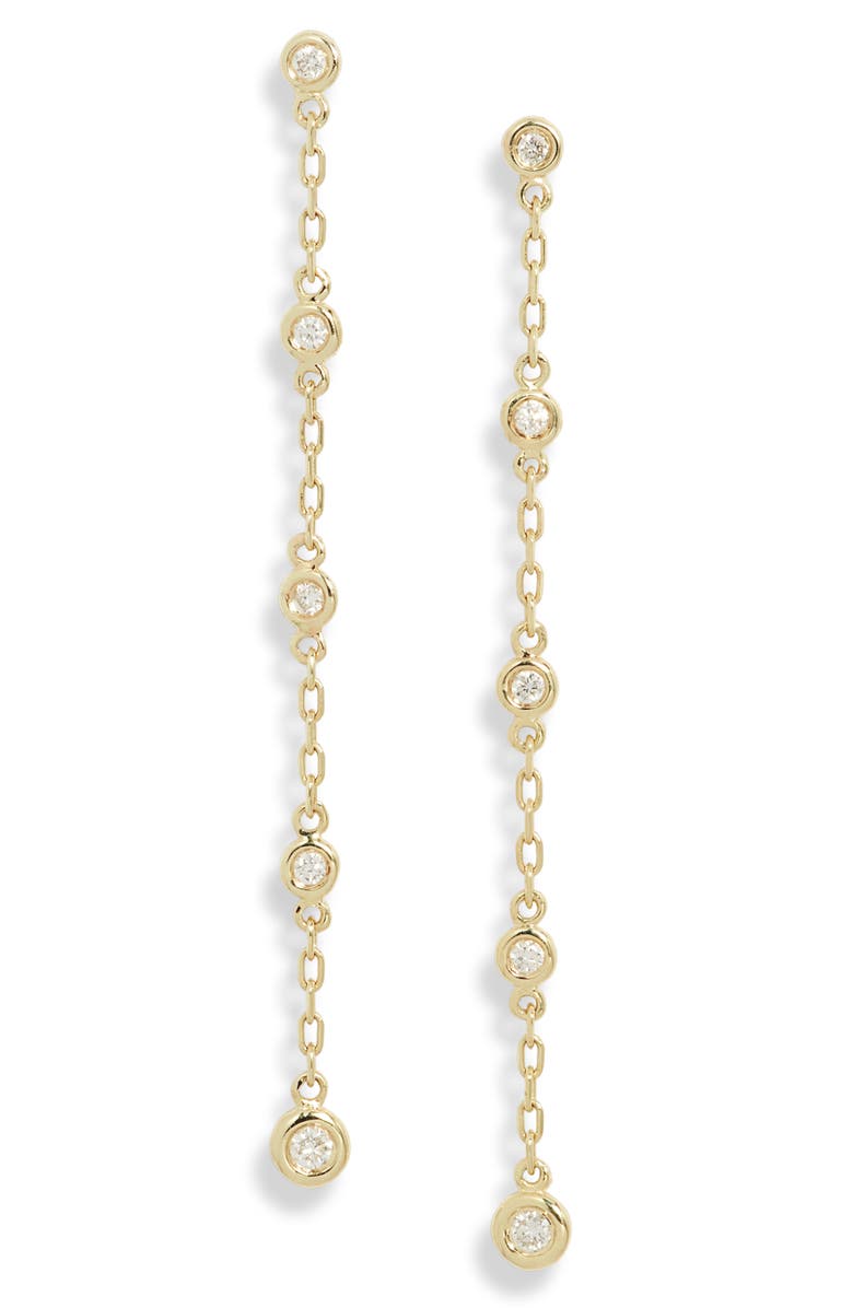 Meira T Diamond Bezel Chain Earrings, Main, color, Yellow Gold