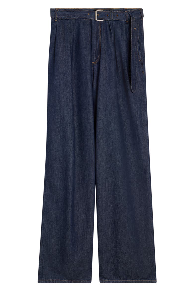 Preaches Belted Pleated Wide Leg Jeans, Alternate, color, INDIGO