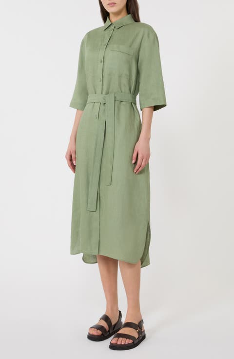 Tie Belt Linen Shirtdress