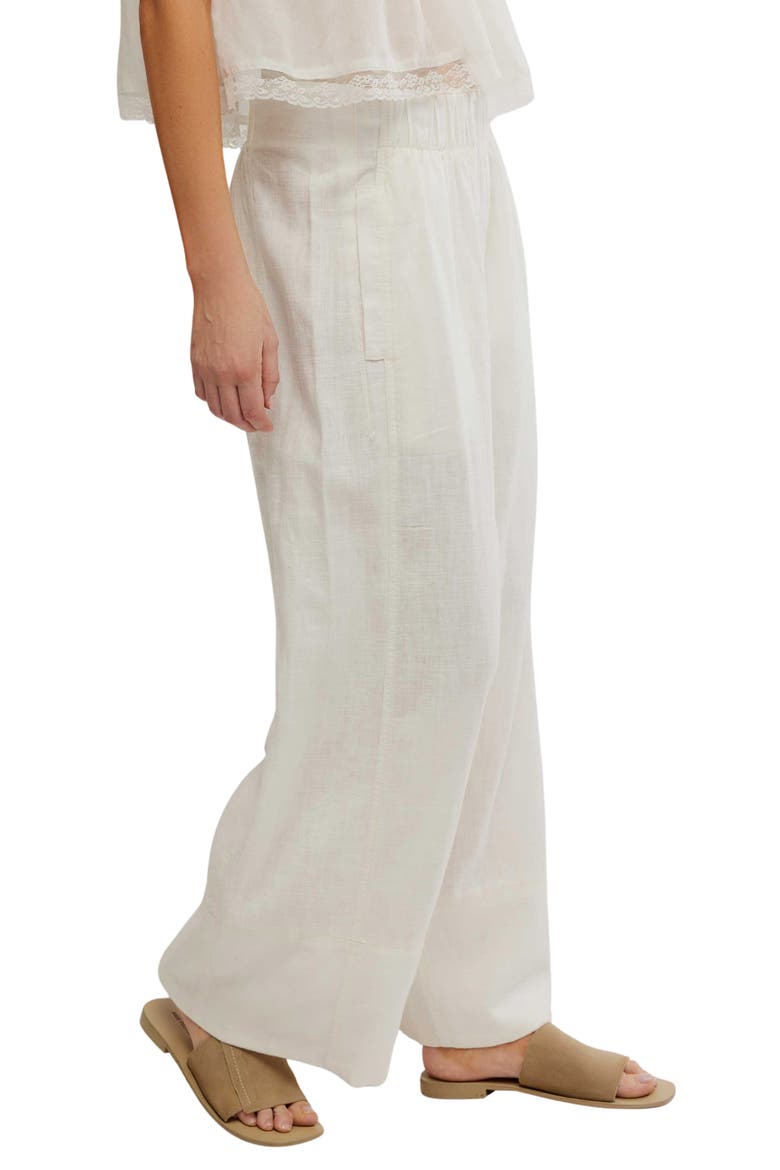 Days End Pull-On Linen Blend Wide Leg Pants, Alternate, color, CLEAN IVORY