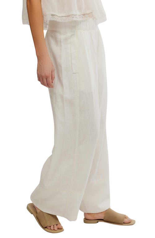 Free People Days End Pull-on Linen Blend Wide Leg Pants In White
