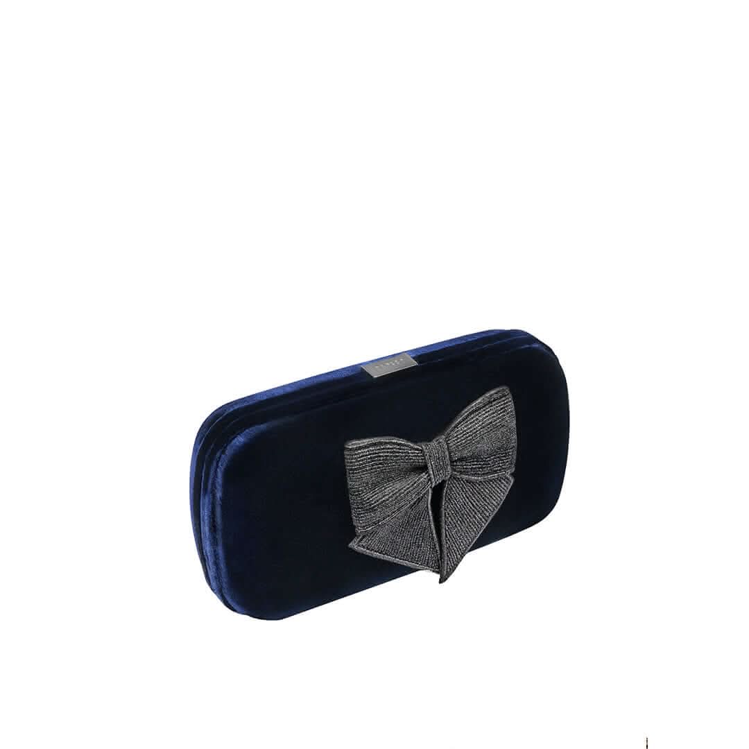 Fiocco Velvet Clutch, Main, color, Navy