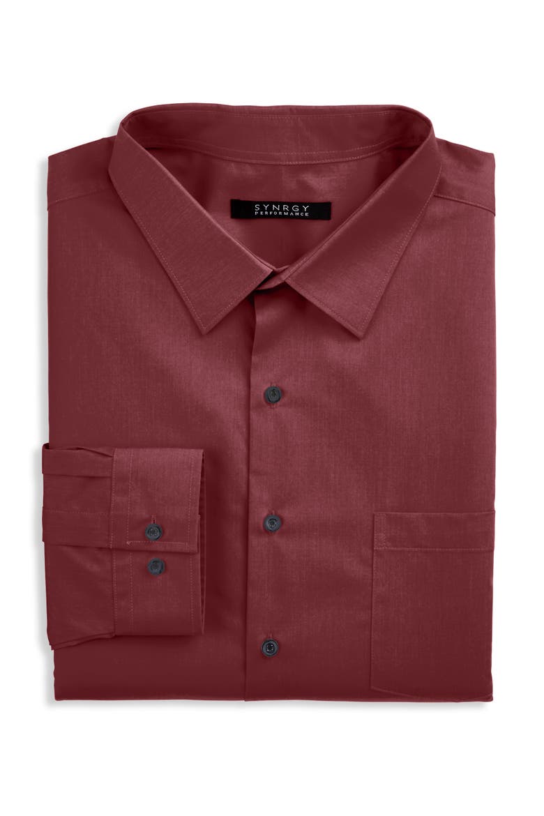 Big & Tall Performance Heather Dress Shirt, Main, color, RUM RAISIN HEATHER