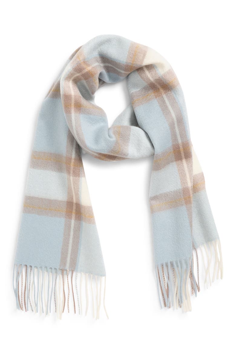 Plaid Cashmere Scarf, Alternate, color, BLUE