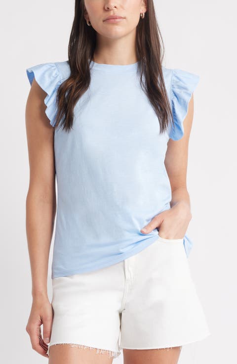Ruffle Sleeveless Pima Cotton Top