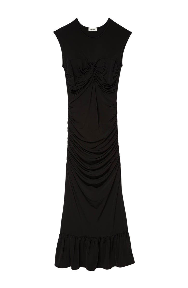 SANDRO Draped maxi dress, Alternate, color, Black