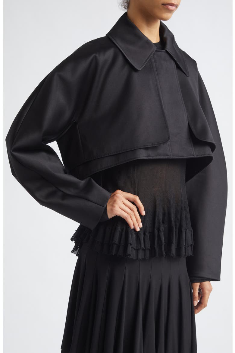 Beckett Crop Cotton Sateen Swing Jacket, Alternate, color, BLACK
