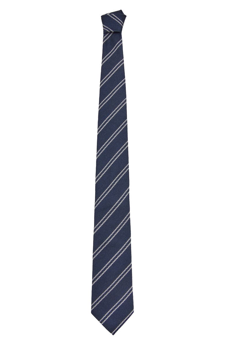 MANGO Microstructure Stripe Tie, Alternate, color, Navy