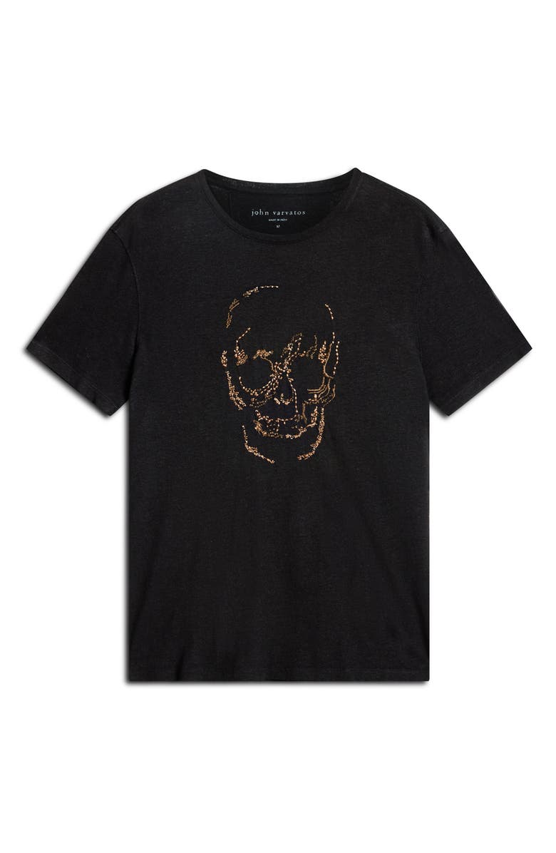 John Varvatos Embroidered Linen Blend T-Shirt, Alternate, color, 