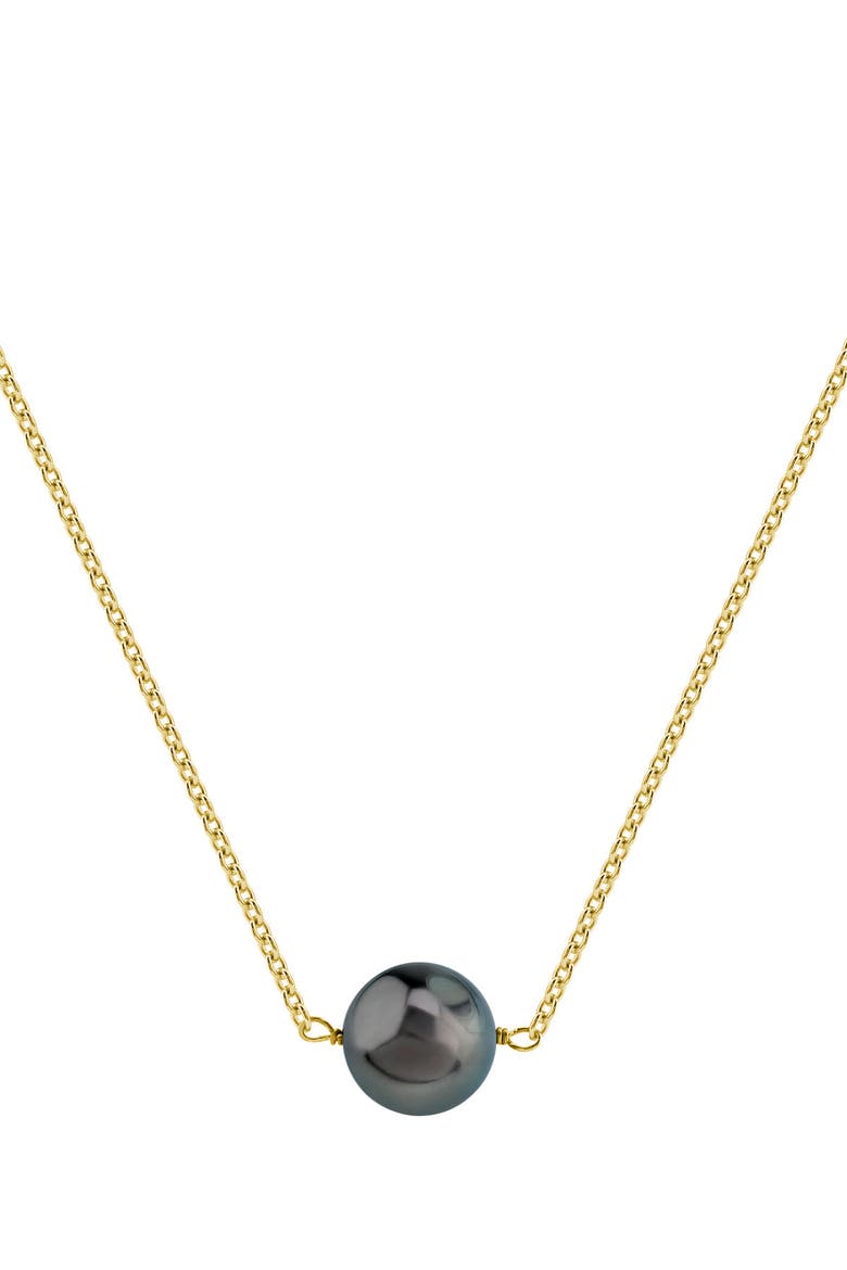 Tahitian South Sea Round Solitaire 14K Pearl Necklace, Main, color, Yellow Gold Chain
