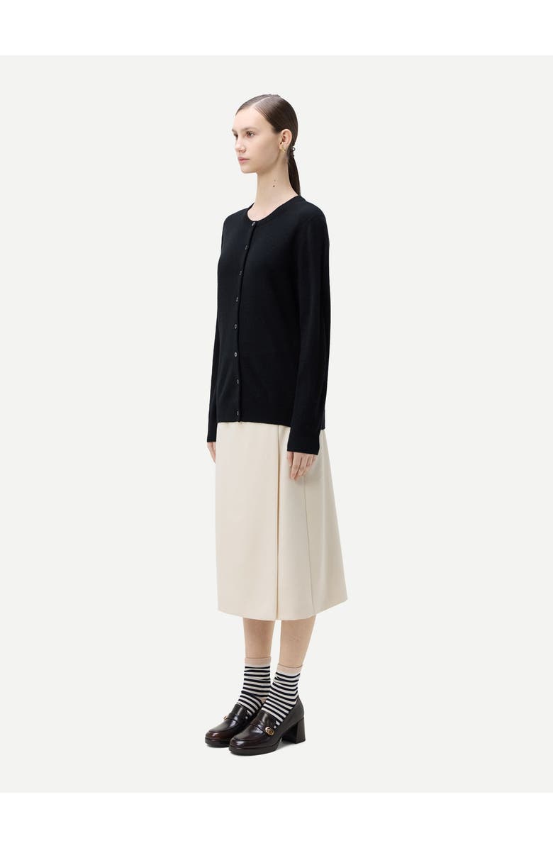 Gobi Cashmere Essential Cashmere Crewneck Cardigan, Alternate, color, Black