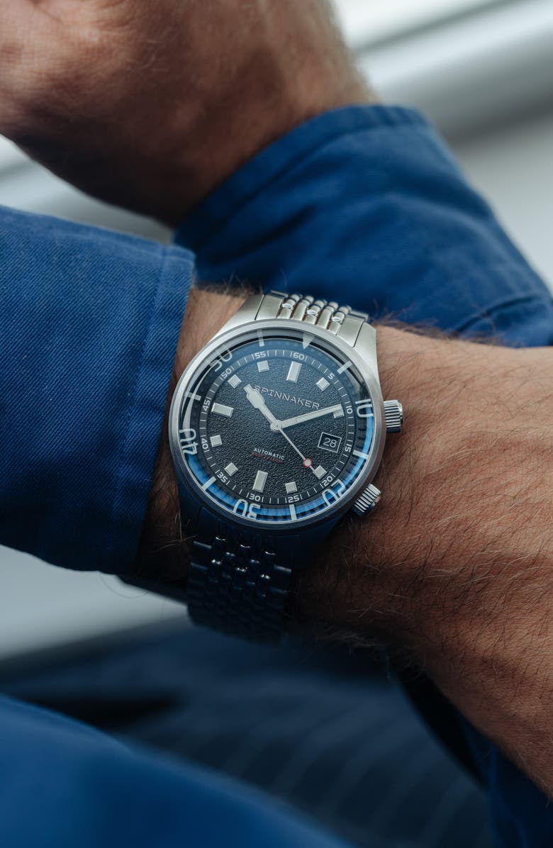 SPINNAKER Bradner Automatic Bracelet Watch, 42mm, Alternate, color, Black