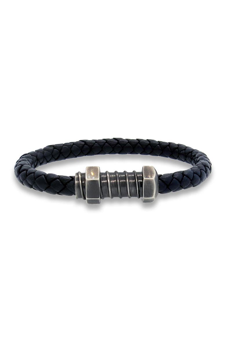 Liza Schwartz Screw Braided Leather Bracelet, Alternate, color,