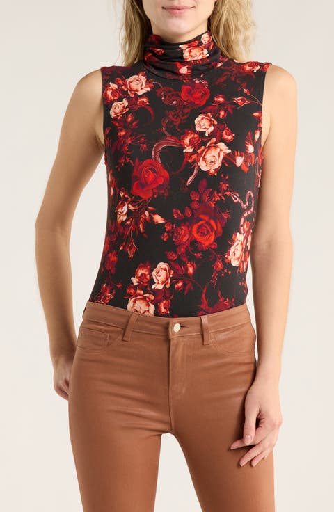 Ceci Floral Sleeveless Turtleneck Top