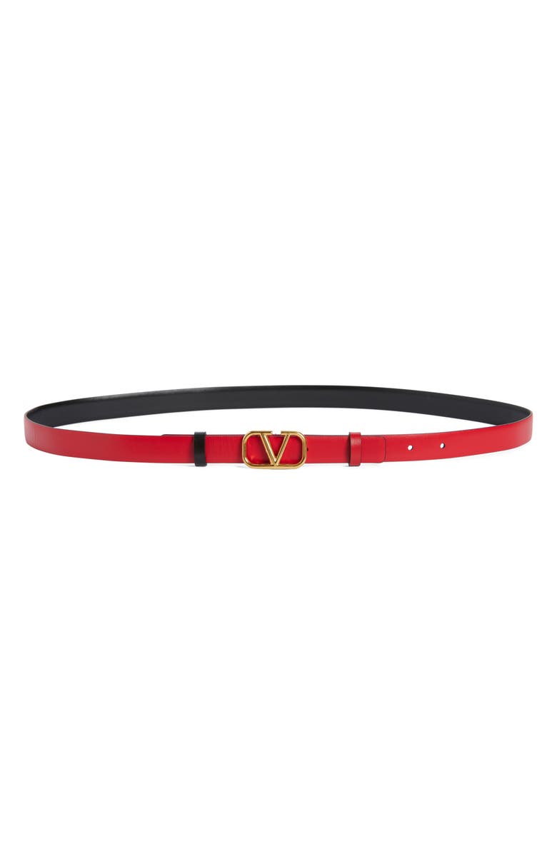 Valentino Garavani VLOGO Reversible Leather Belt, Alternate, color, Black/ Red