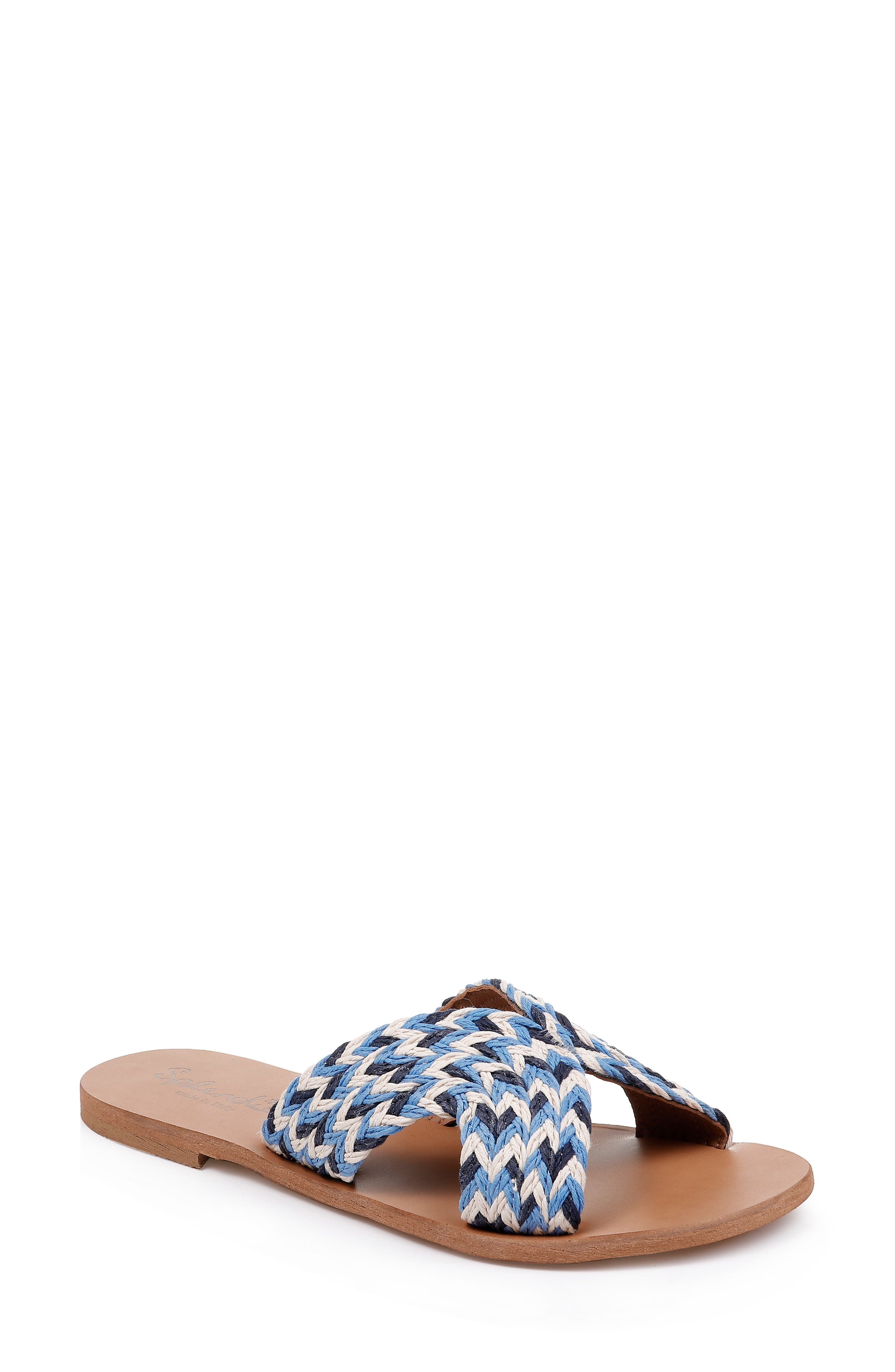 Sydney Woven Slide Sandal, Main, color, BLUE MULTI FABRIC