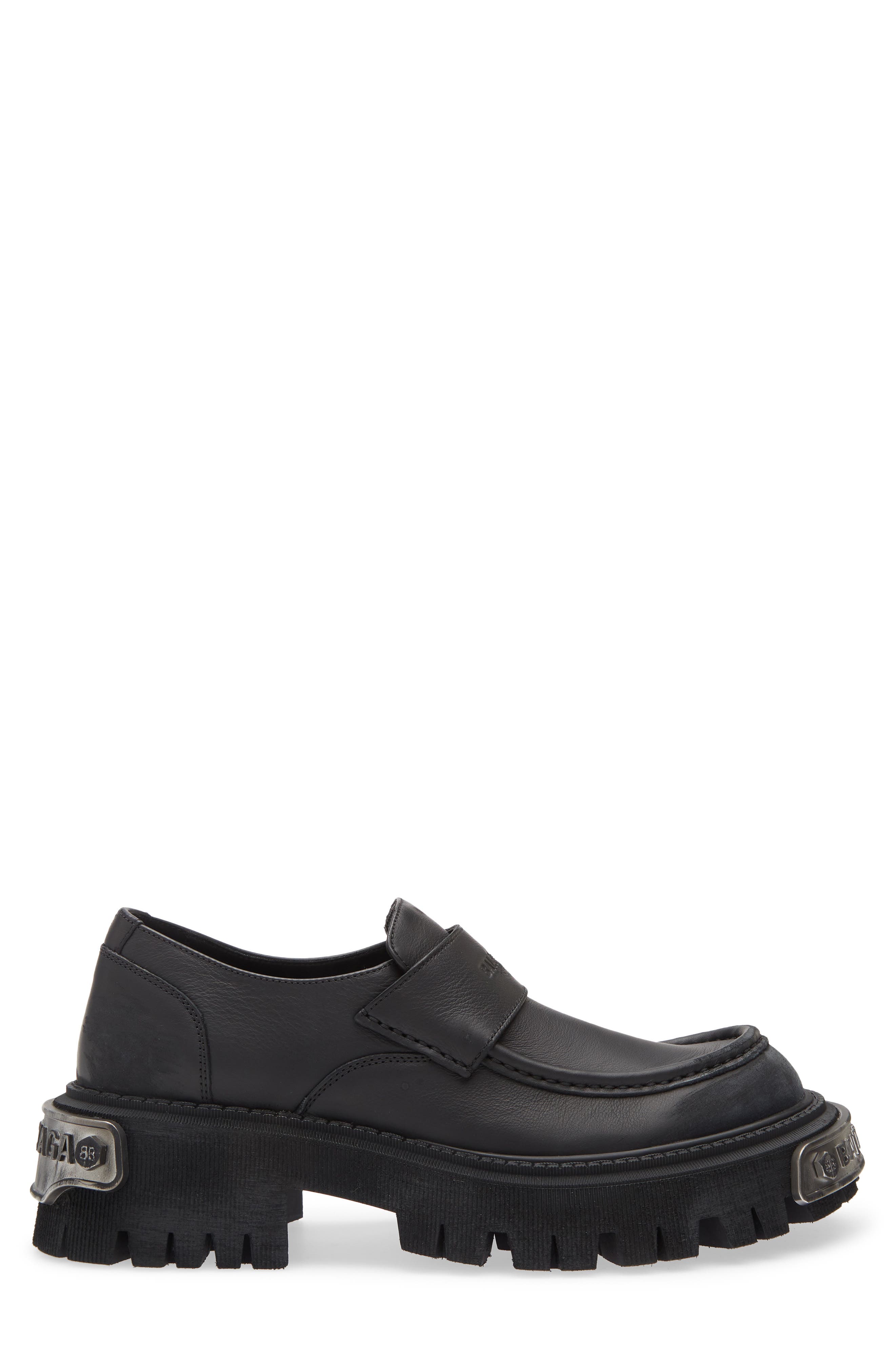 Tractor Lug Sole Loafer, Alternate, color, BLACK/ SILVER