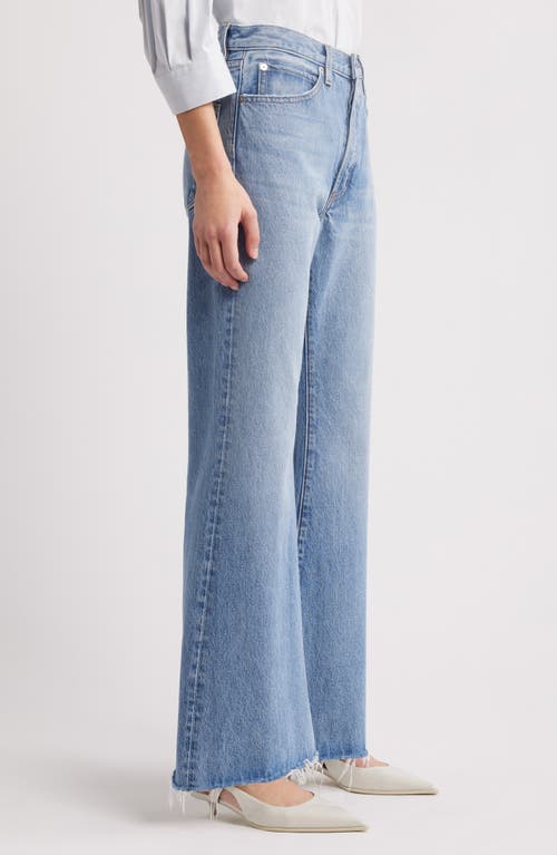 Frame The Pixie Lax Frayed High Waist Flare Jeans In Alderton Raw Fray