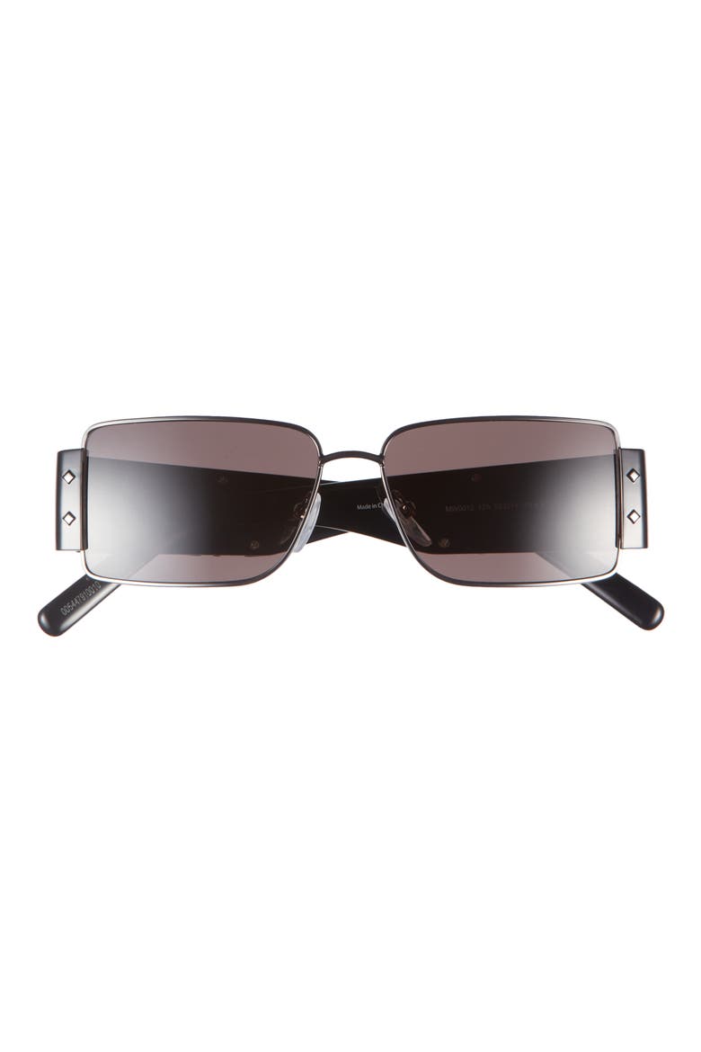 55mm Rectangular Sunglasses, Main, color, SHINY DARK RUTHENIUM / SMOKE