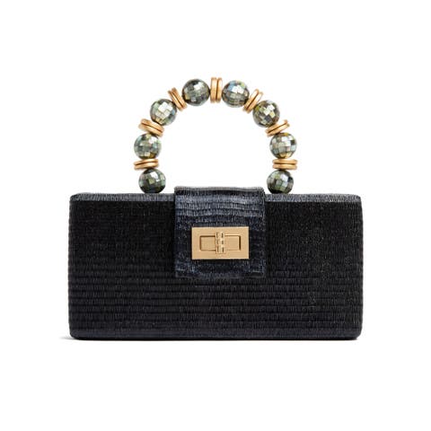 THE SERENA Clutch with Shell Inlay Bead Handle