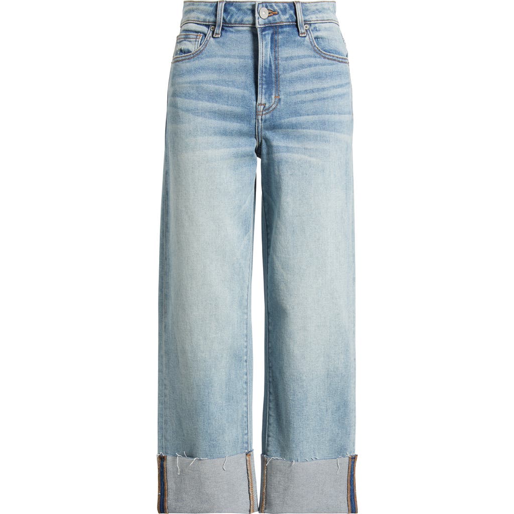 Hidden Jeans Cuffed High Waist Wide Leg Jeans In Blue