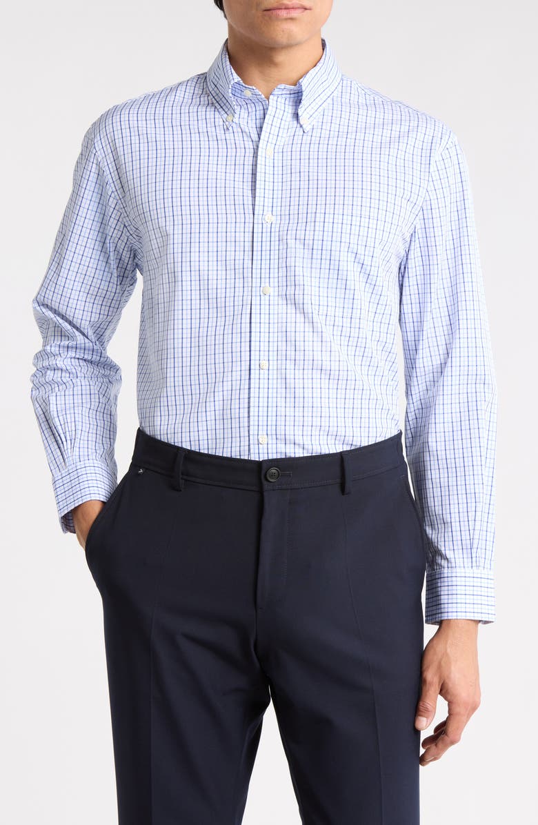 Brooks Brothers Regular Fit Plaid Non-Iron Cotton Dress Shirt, Main, color, Blue