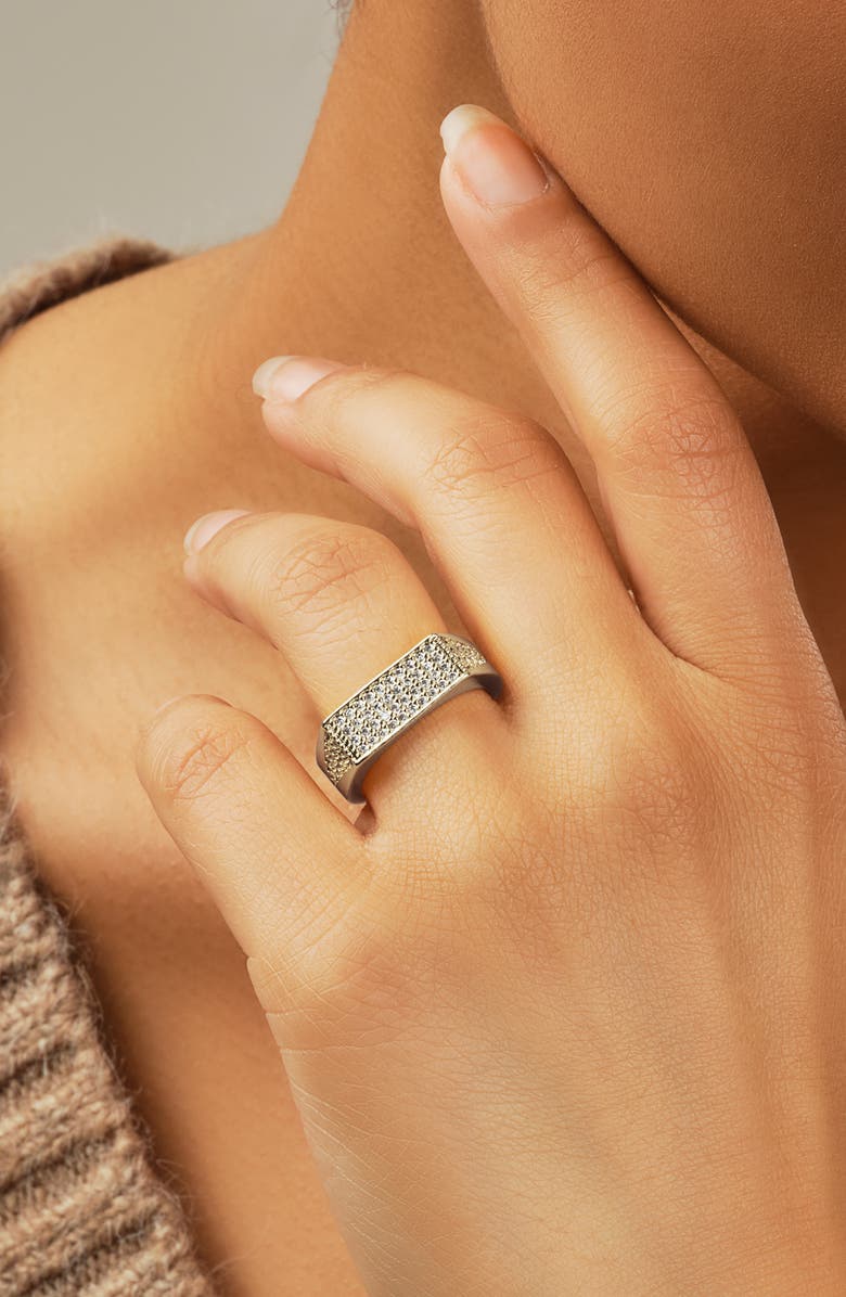 Sterling Forever Noreen Pavé Signet Ring, Alternate, color, 