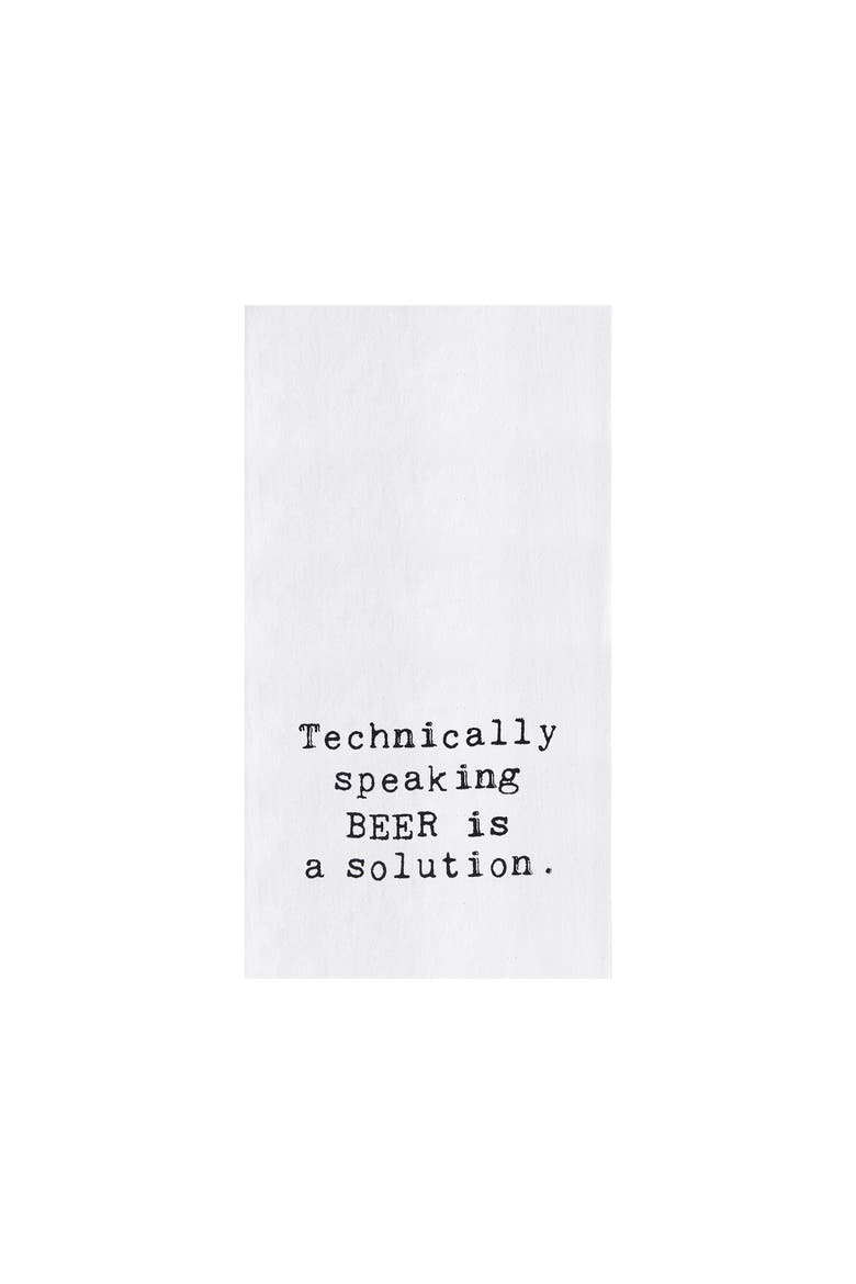 "Technically Speaking" 100% Cotton Flour Sack Printed Funny Cute Humor Dishtowel, Main, color, White