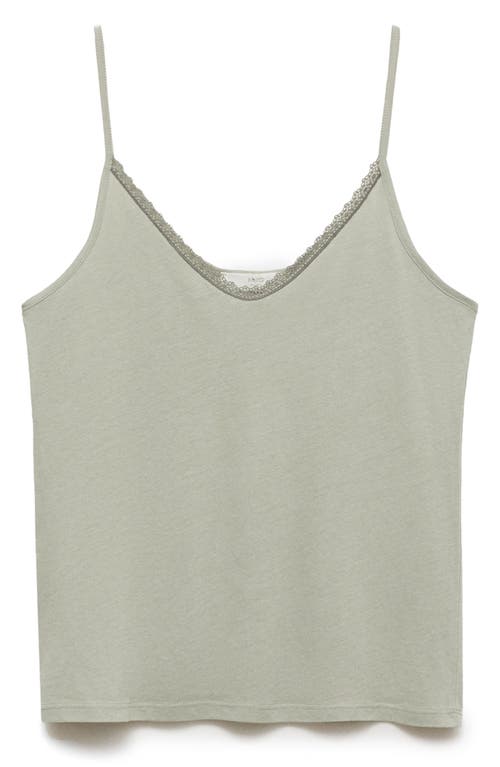Mango Contrast Lace Sleep Camisole In Gray