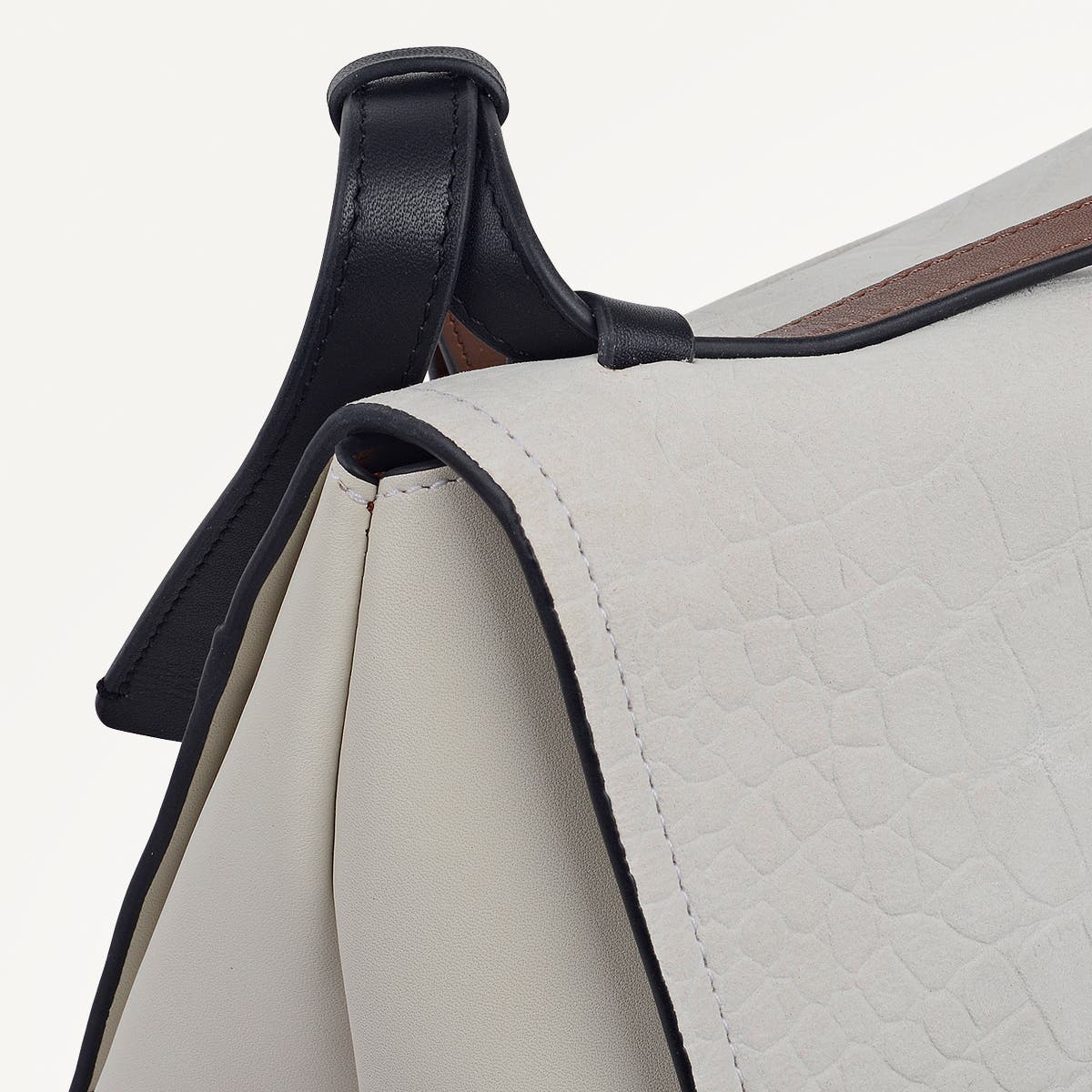 Radley Mercer Street - Faux Croc Medium Flapover Shoulder Bag, Alternate, color, Snow