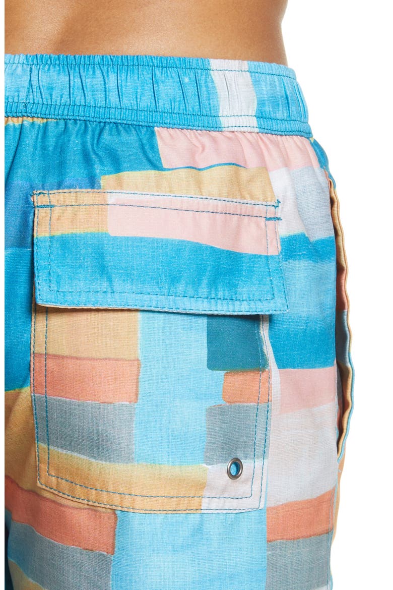 Geo Print Swim Trunks, Alternate, color, YELLOW