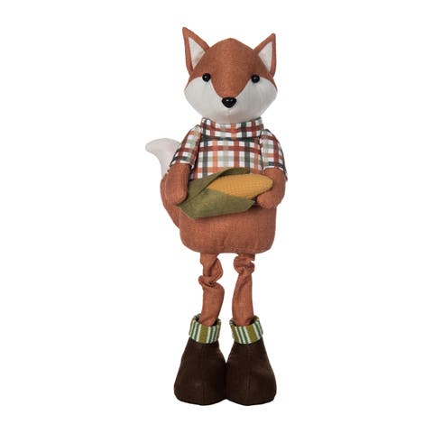 Plush Standing Fox Figurine - Adorable Fall Harvest Decor