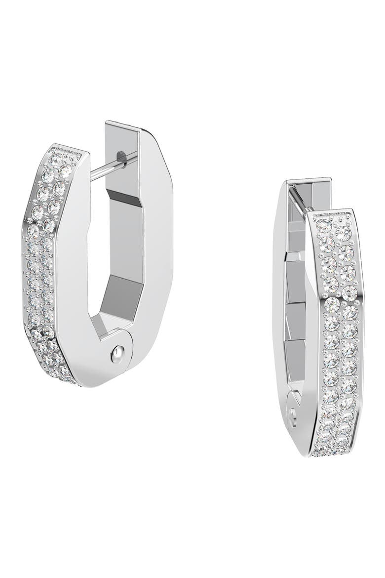 Dextera Pavé Hexagonal Hoop Earrings, Alternate, color, SILVER