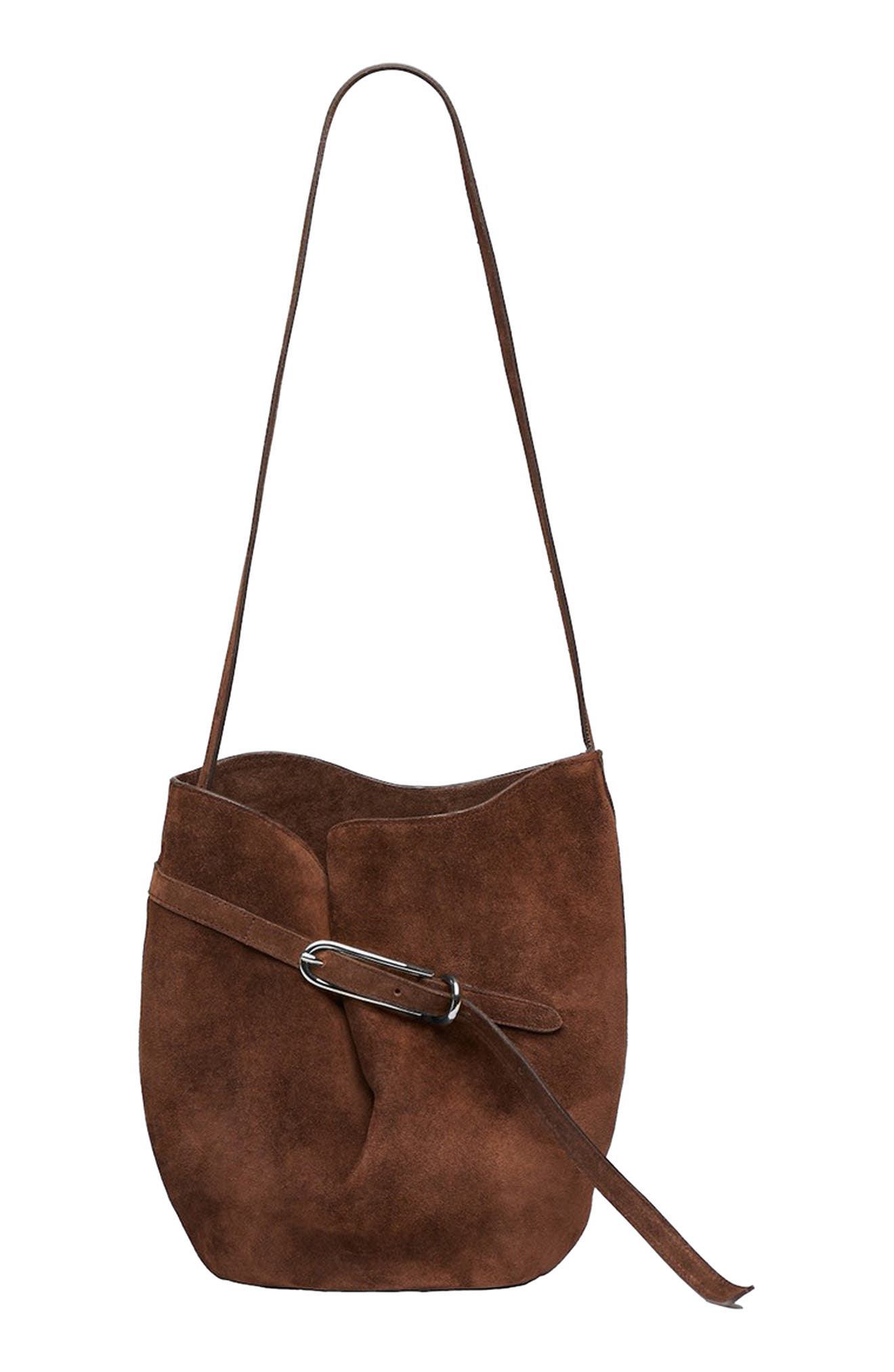 Little Liffner Belted Bucket Bag Dark Brown Suede