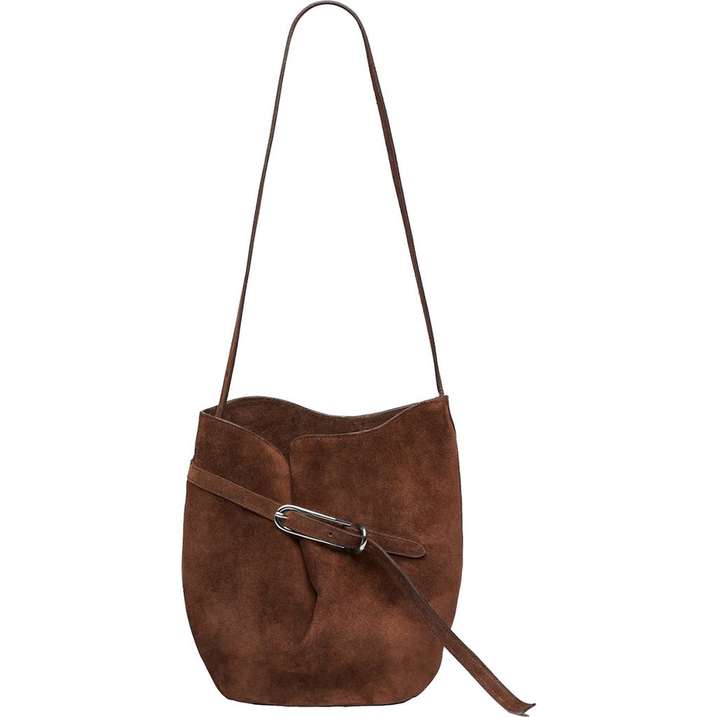 Little Liffner Belted Bucket Bag Dark Brown Suede
