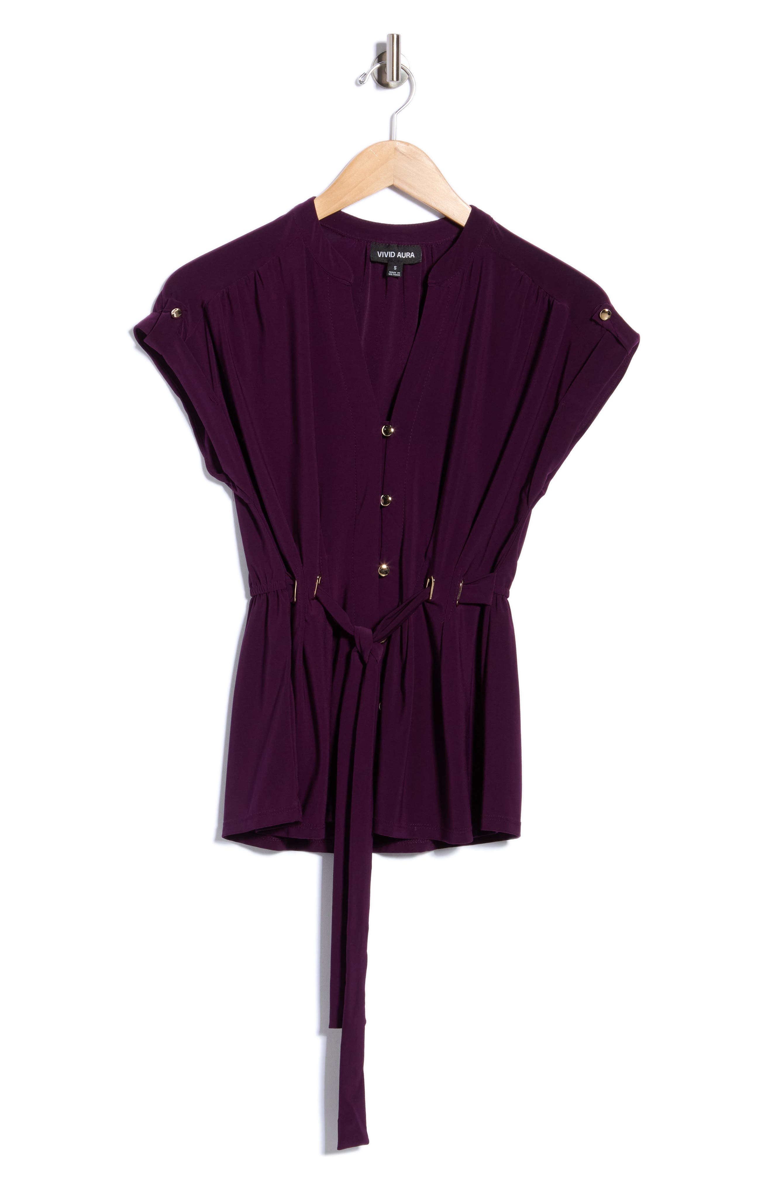 Roll Tab Button Front Blouse