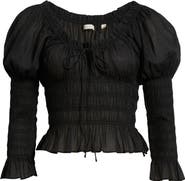 DÔEN Baptisia Smocked Juliet Sleeve Organic Cotton Top