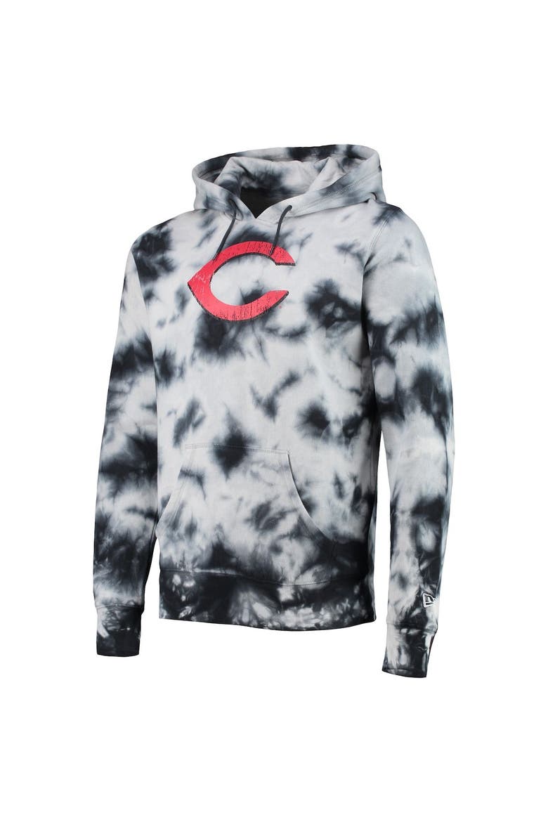 Men's New Era Black Cincinnati Reds Tie-Dye Pullover Hoodie, Alternate, color, Black