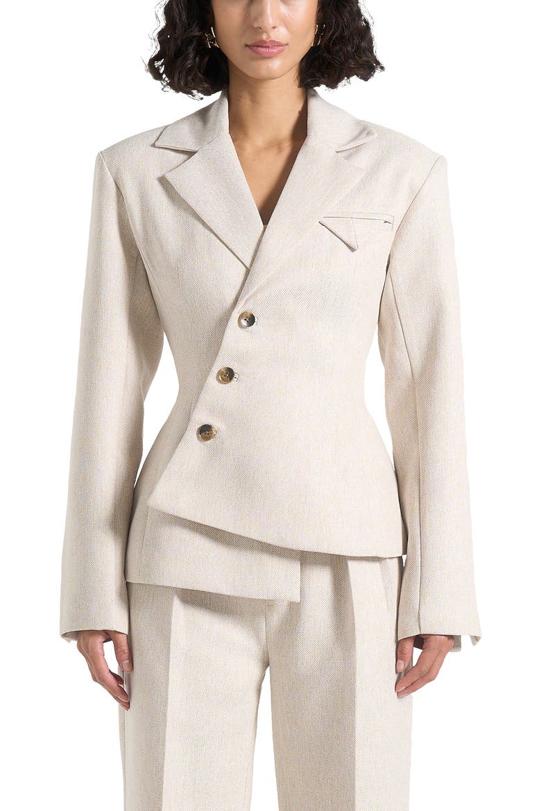 Thalia Tailored Asymmetric Double Breasted Blazer, Main, color, Light Beige