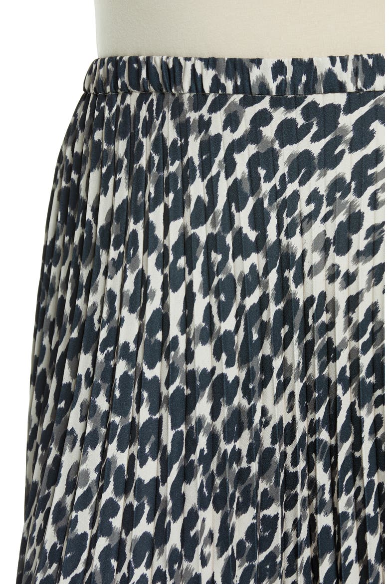 Pleated Midi Skirt, Alternate, color, BEIGE ANIMALIA PRINT