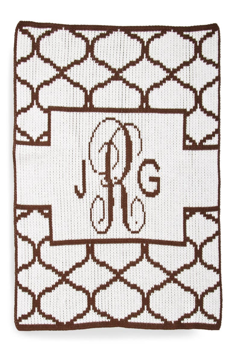 Lattice Personalized Blanket, Main, color, WHITE/ BROWN