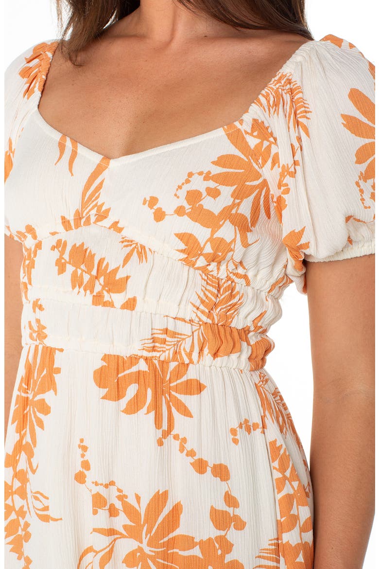 Camellia Floral Crinkled Gauze Minidress, Alternate, color, PAPAYA