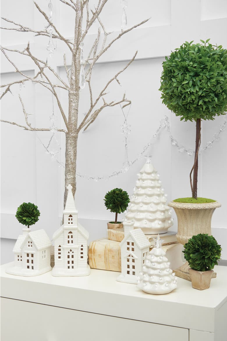 Small Christmas White Tree LED Figurine, Alternate, color, White