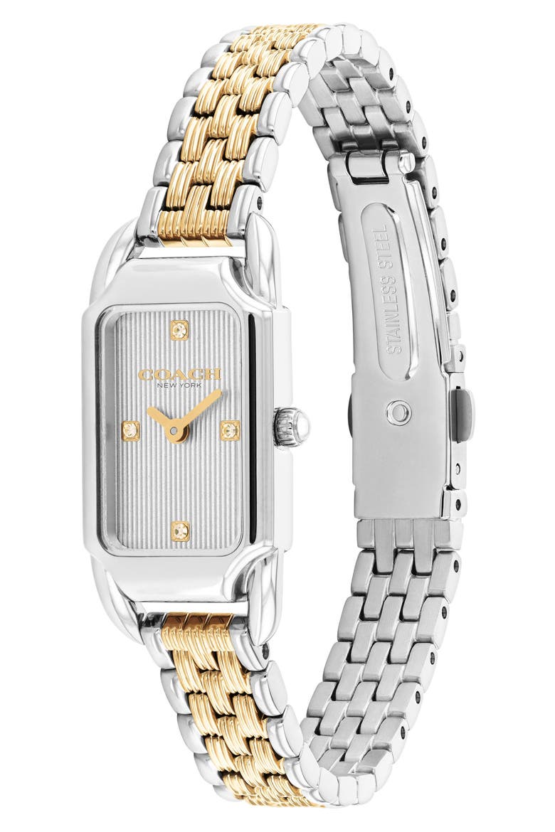 Cadie Rectangular Bracelet Watch, 17.5mm x 28.5mm, Alternate, color, SILVER GOLD