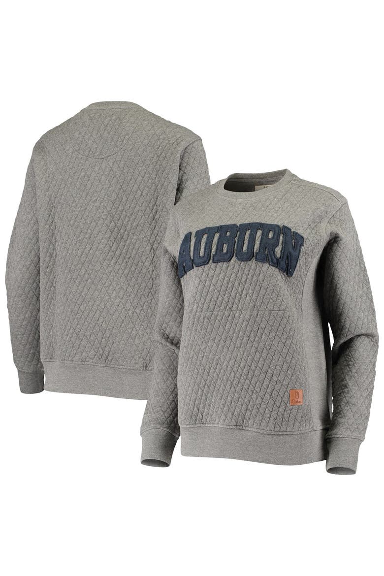 Women's Pressbox Heather Charcoal Auburn Tigers Moose Quilted Pullover Sweatshirt, Main, color, Heather Gray