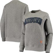 PRESSBOX Women's Pressbox Heather Charcoal Auburn Tigers Moose Quilted Pullover Sweatshirt
