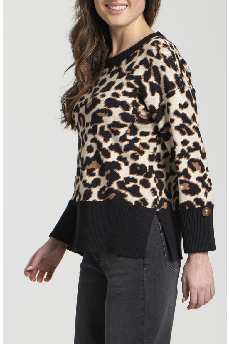 Leopard Jacquard Sweater, Alternate, color, LATTE MULTI