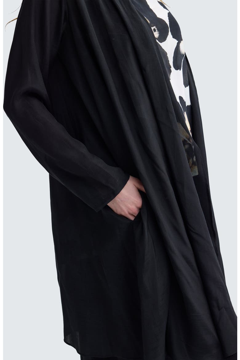 Vivelle Shawl Collar Open-Front Duster, Alternate, color, Black