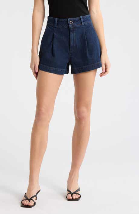 Camille Pleated Denim Shorts