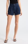 PAIGE Camille Pleated Denim Shorts